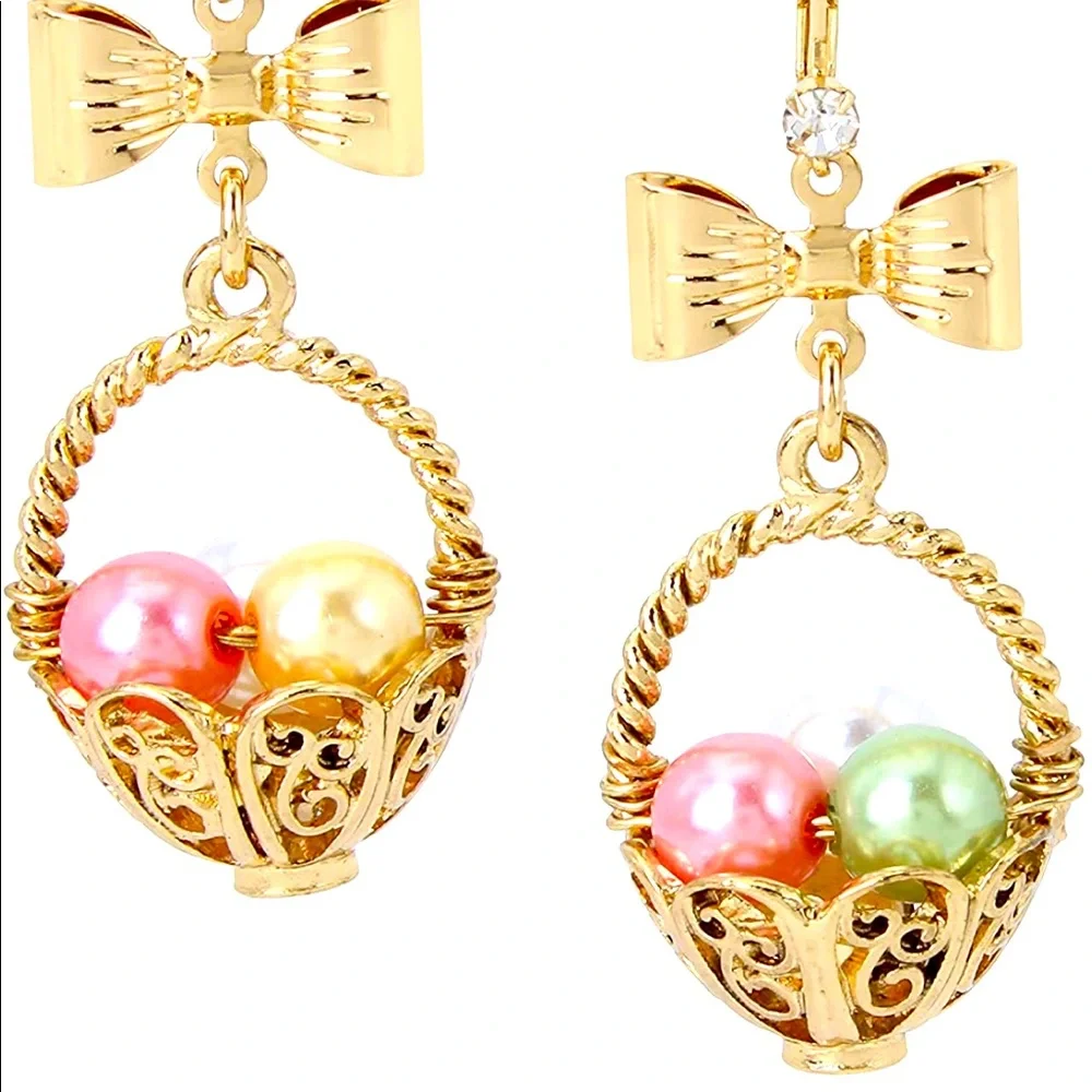 New Betsey Johnson Egg Basket Earrings - Picture 3 of 8